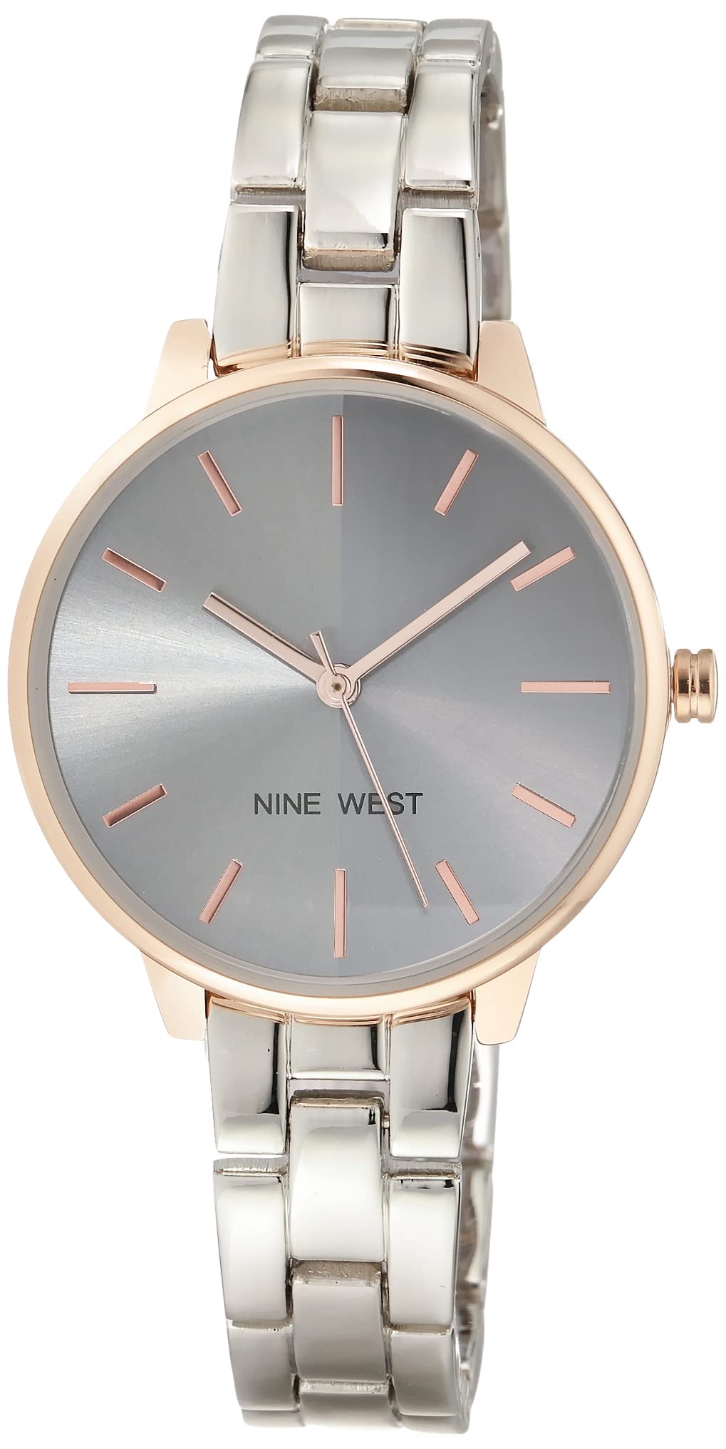 NINE WEST Reloj de Pulsera para Mujer, Plata y Oro Rosa., Pulsera