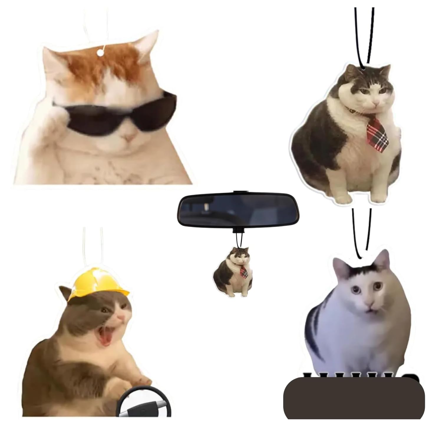 4 Stück Duftbaum Auto mit Lustiges Kätzchenmuster Duftspender Lufterfrischer für Autos Personalisierter Duftbaum zum Aufhängen im Auto Doppelseitiger Druck Duftanhänger Autos für Familie