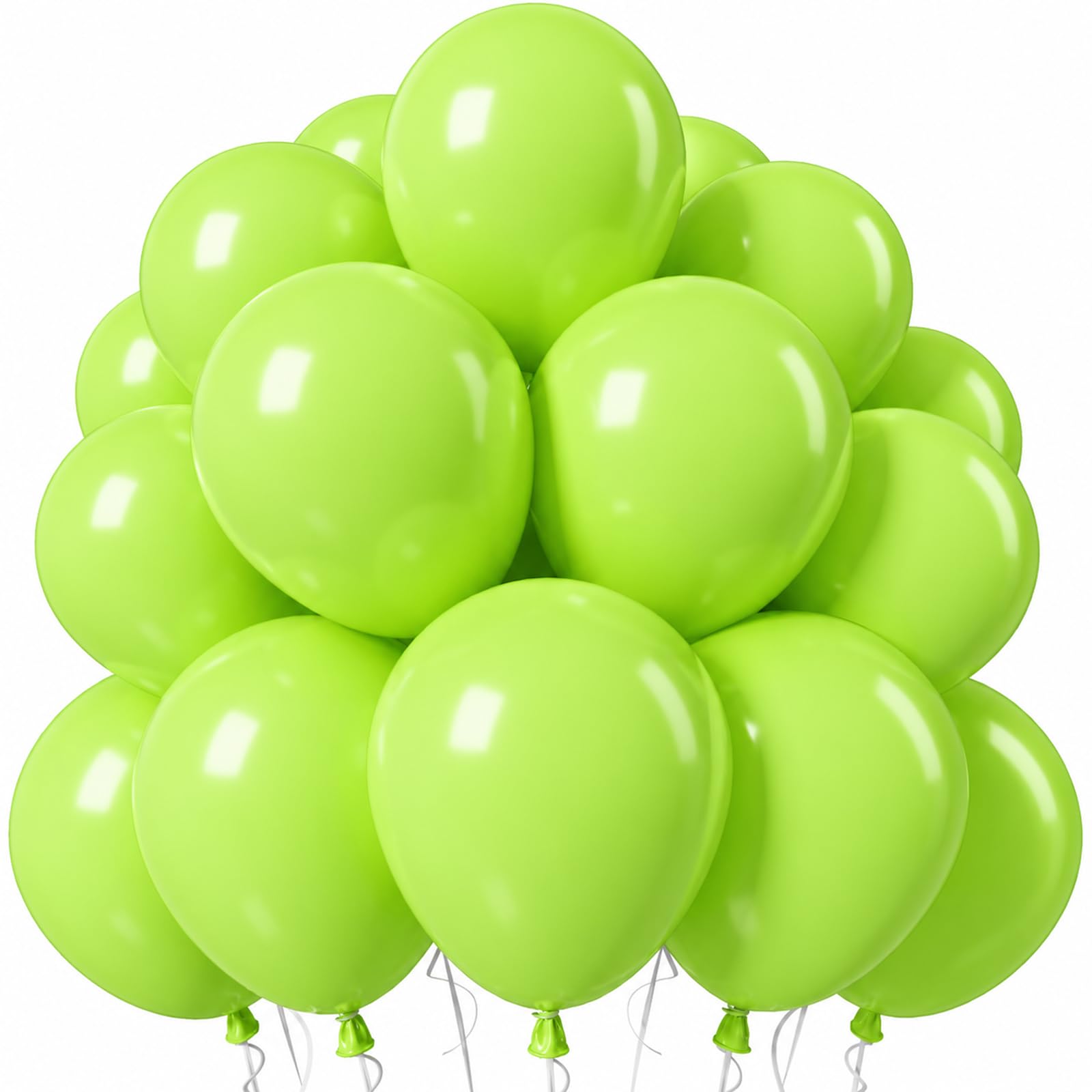 Jobkoo Lime Green Balloons, 12 Inch Light Neon Kelly Green Latex Balloon