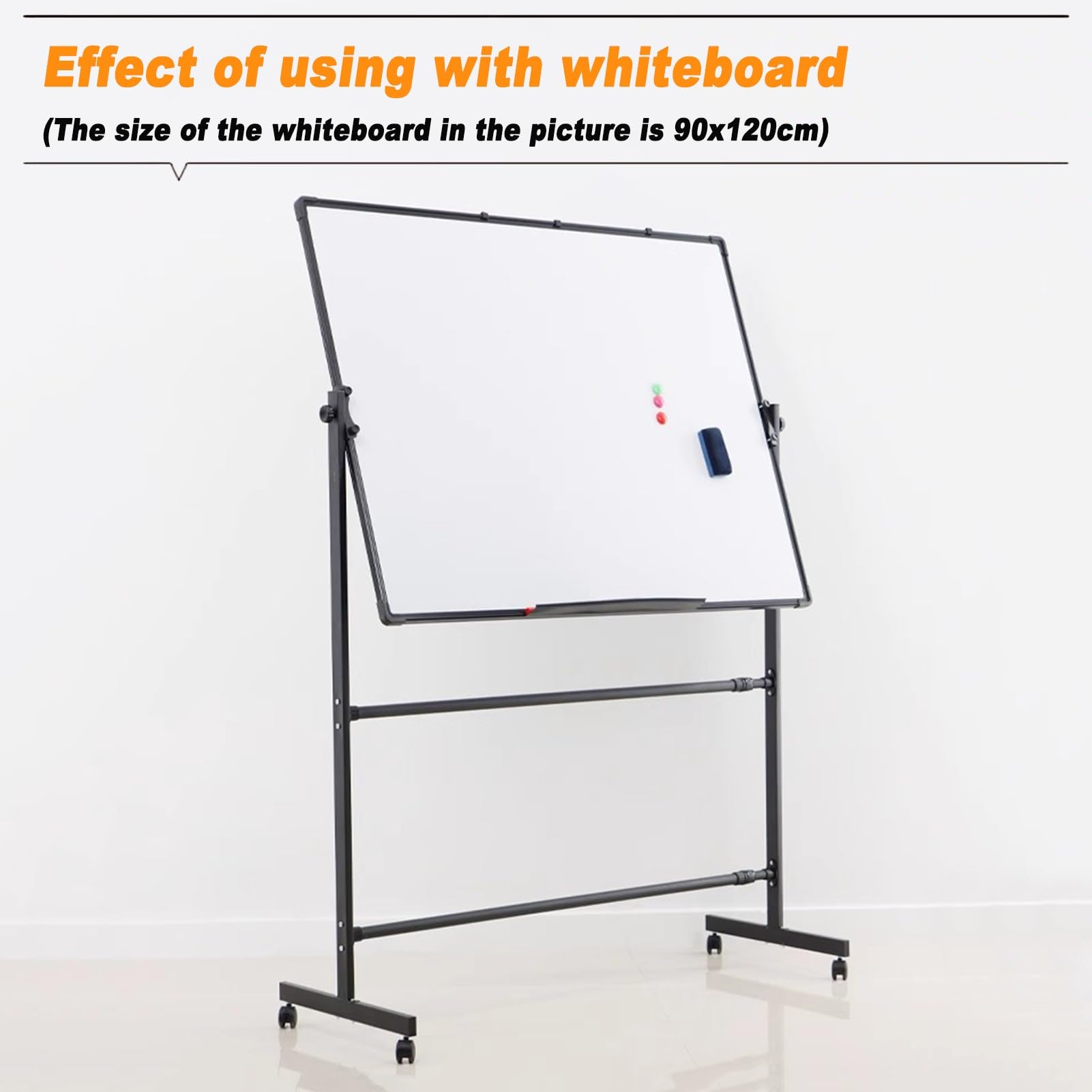 Schwarzer Mobiler Metallständer Mit Rädern, Verstellbarer Universalständer, Für Whiteboard, Kreidetafel, Pinnwand