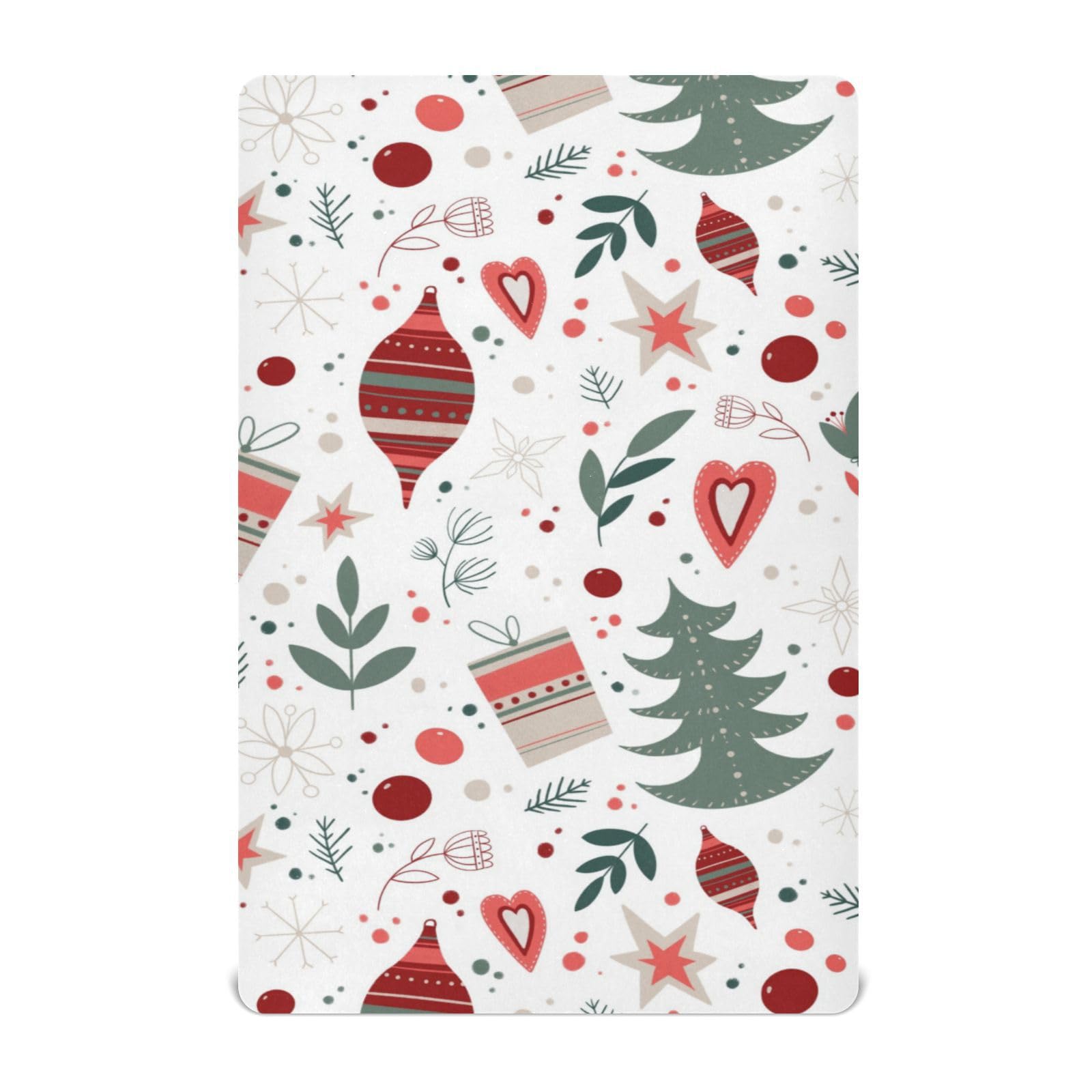 Moudou Christmas Elements Playard Sheet for Boy Girls, Soft Breathable Fitted Toddler Sheet for Standard Playard Bed Mattress, 39 x 27 x 5 Inch