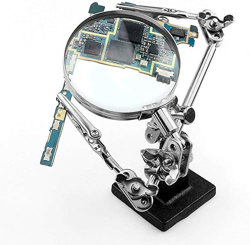 Miniatura 3 de Soporte de lupa de manos de ayuda con clips de cocodrilo dobles ajustables – Lupa FEITA 5X perfecta para soldar, manualidades, pasatiempos, micro