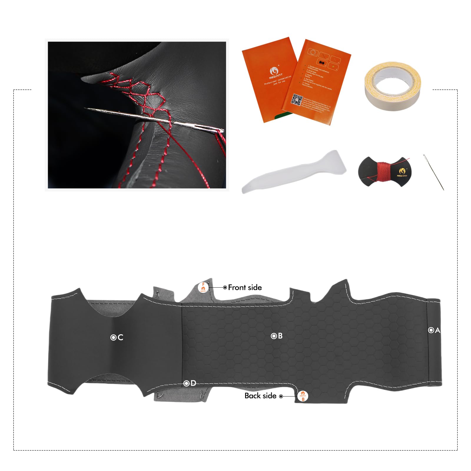 MEWANT Funda de Volante a Medida para Coser Opel Astra | volante compatible con Opel Astra (K) / Combo / Corsa (E|F) / Grandland X / Insignia (CT) B Transpirable Duradero