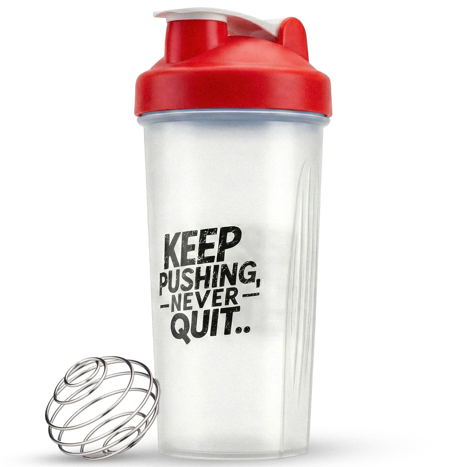 Active 100 Protein Shaker Bottle for Shakes, 600ml | Wide Mouth, BPA Free, Dishwasher Safe, Non-Drip Shaker for Protein Shakes | Gym Bottle for Men & Women - Pre-Workout & Cycling (White & Red)