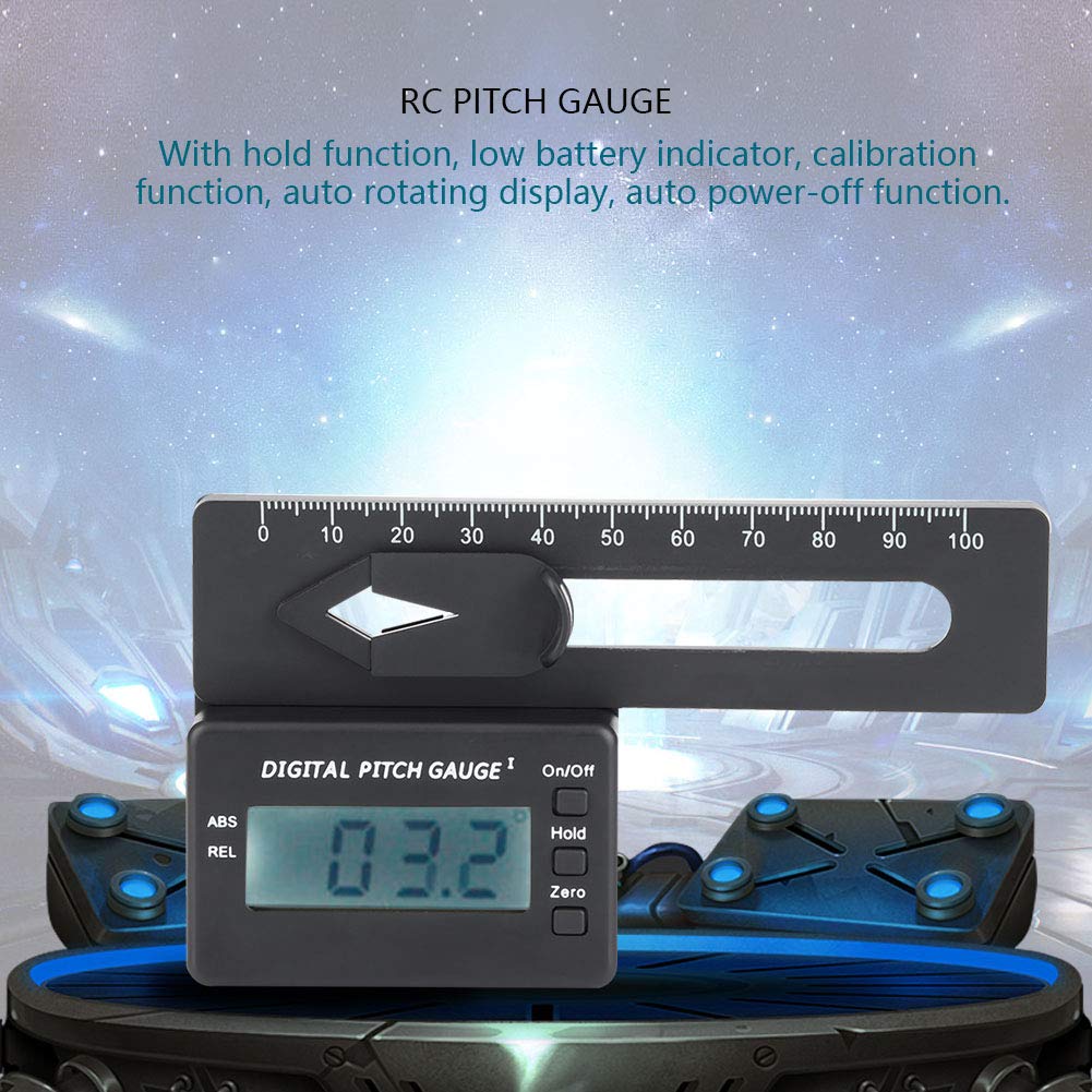 Alomejor Strumento di misurazione Digitale LCD - Pitch elettronico con Tenuta Automatica per Lame Elicottero - Mini Leggero ad Alta precisione - Ideale per modellismo RC e Manutenzione Professionale