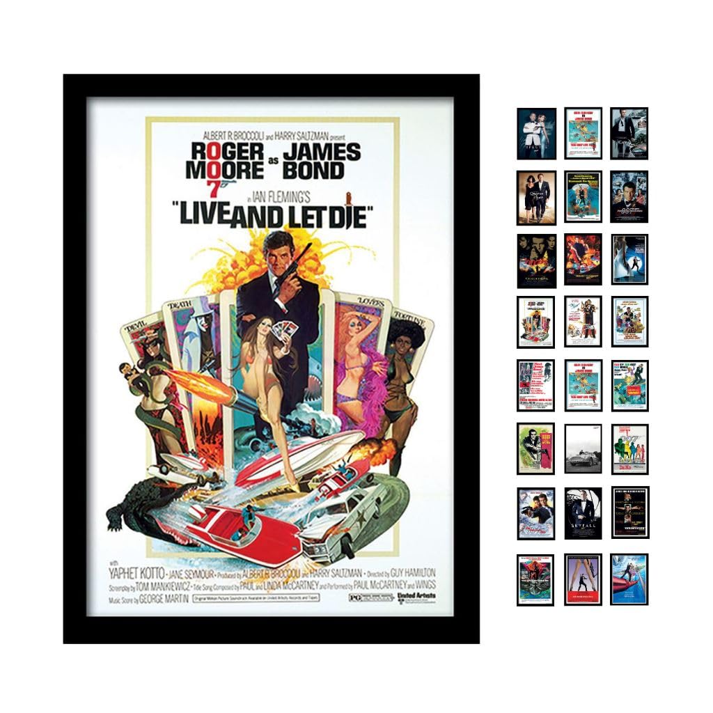 James Bond (Live & Let Die One-Sheet) 30cm x 40cm Framed, Collectors Print, One Size