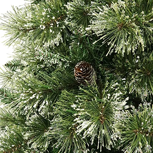 GOWE Árvore articulada mista Brilste de 2,8 m com neve e glitter, 78 pinhas foscas e 650 luzes LED t