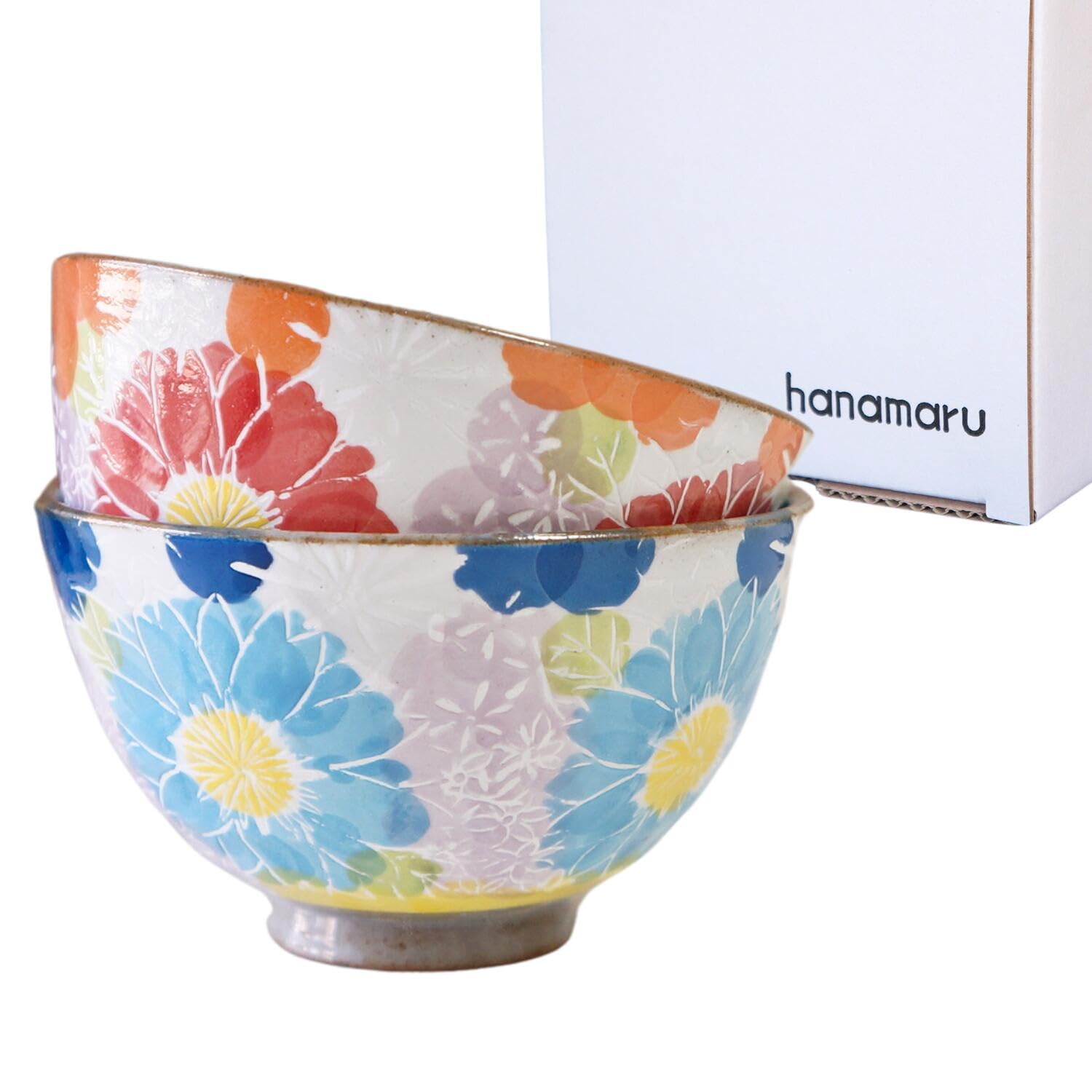 Pastel Daisy Hasamiyaki Rice Bowl Pair
