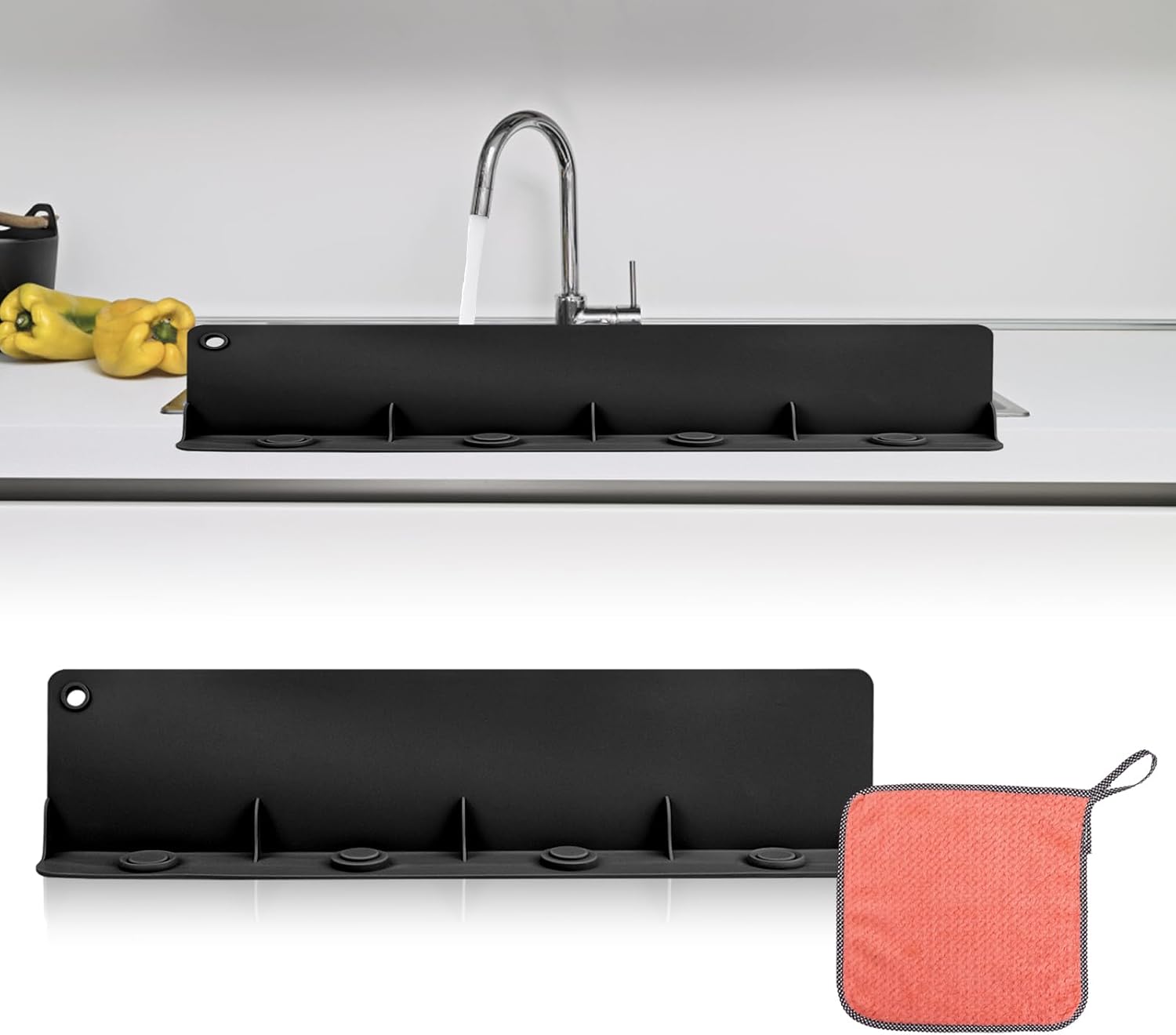 Xuezoioy Kitchen Sink Splash Guard,Black Silicone Water