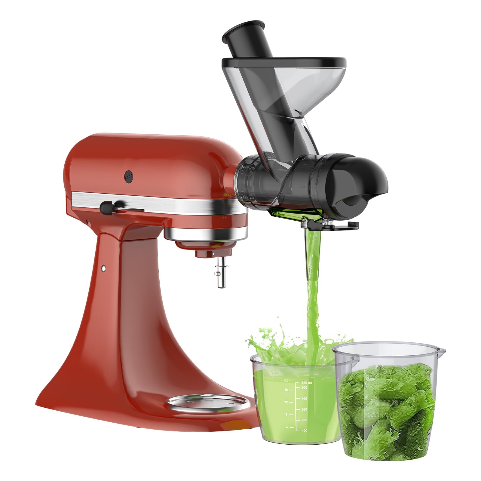 Heiolkako Masticating Juicer Attachment for KitchenAid Stand Mixer, Cold Press Juicer machines with Dual Feed Chute, Slow Masticating Juicer, Attachment for Kitchenaid Mixers