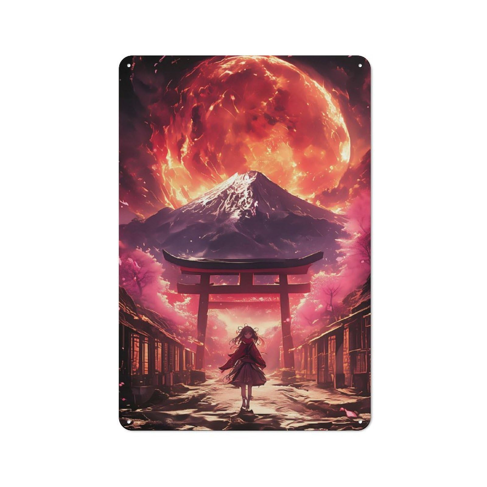 Junmoney Girls Bloodmoon In Japan Vintage Metal Plaque 30X20cm For Workshop Wall, For Kitchen And Home Bar Decor, For Home Office And Studio Walls