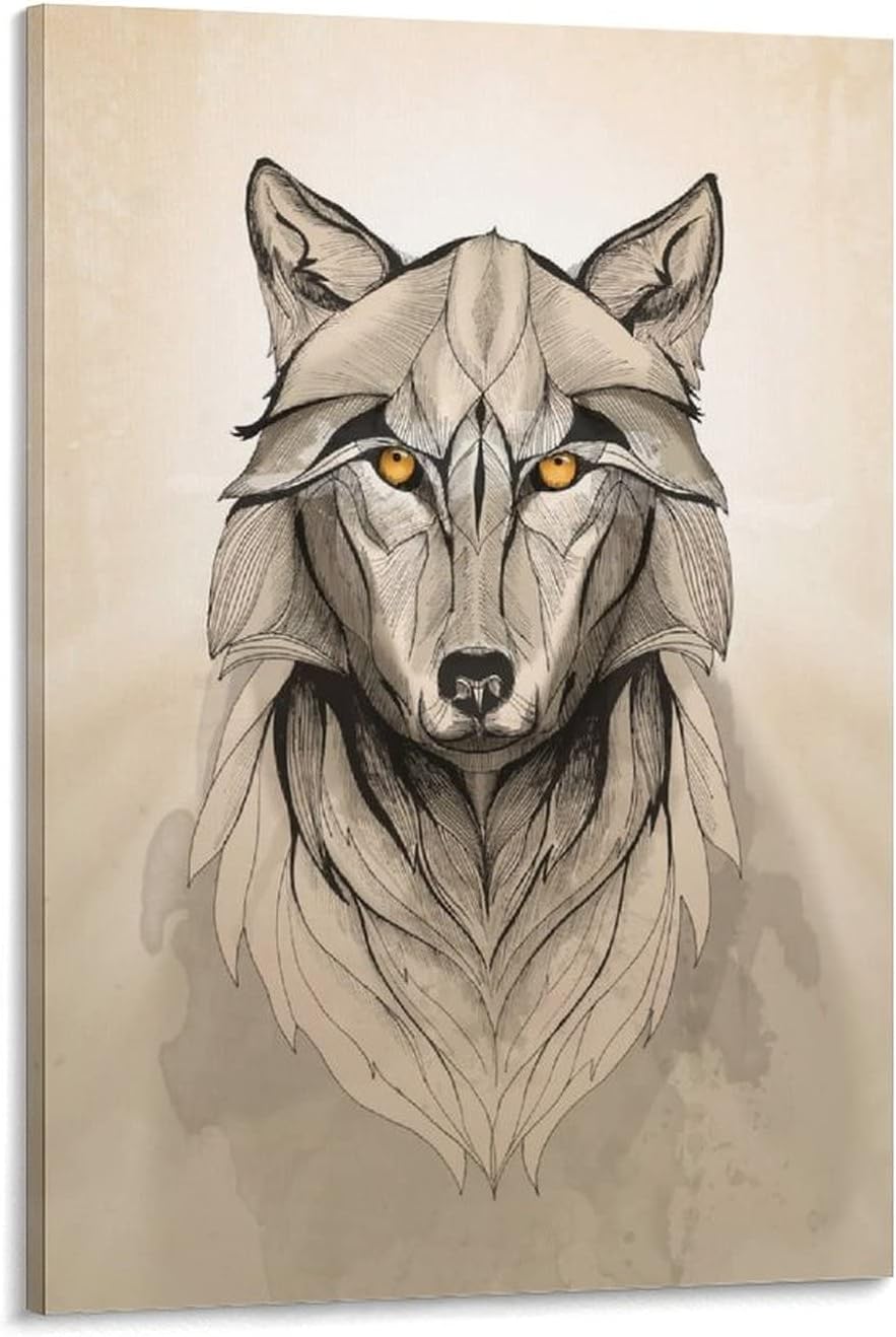 ウルフキャンバスアートポスター装飾画リビングルーム壁画家の壁アート装飾写真08x12inch