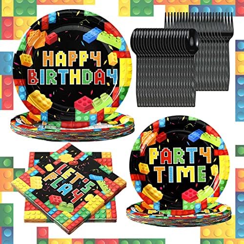 Building Blocks Goodie Candy Gift Bags For Lego Party Supplies, Color Bricks Theme Building Block Party Supplies For Kids Birthday Party Decoration
