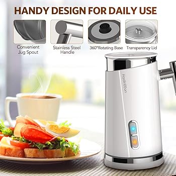 HadinEEon Milk Frother, Electric Milk Frother & Steamer for Making Latte, Cappuccino, Hot Chocolate, Automatic Cold H...