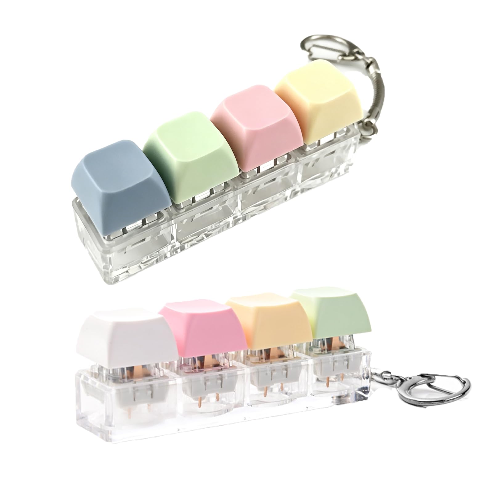 2pcs Keyboard Fidget Toy, 4-Button Fidget Keyboard Keychain, Portable Multi-Color Clicky Fidgets Toy, Mini Clicker Toys, for Relief, Pass The Time, Fashionable Functional Gifts for Adults