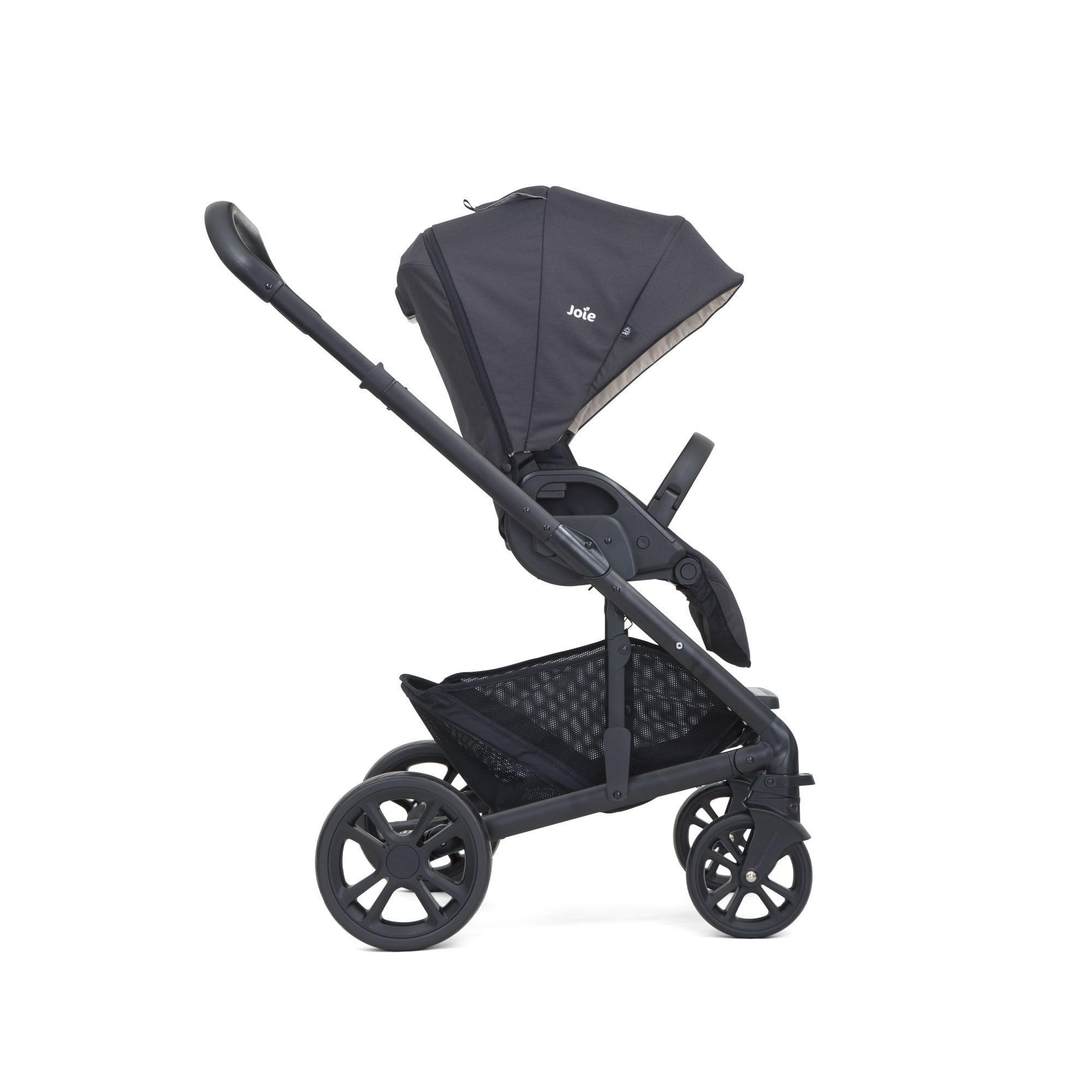 Joie Chrome Trio Reisesystem, leicht faltbarer Buggy, flache Liegeposition, Regenverdeck, Babywanne & i-Snug 2 Babyschale, 0–22kg