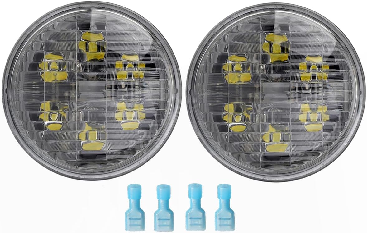 2PCS Par36 LED Tractor Light Round Flood Lamp 5000K LED Work Light 12V Sealed Beam Compatible with John Deere Tractor 4430 3010… (Fluted Flood Beam)