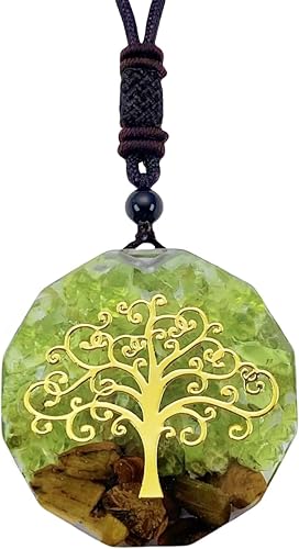 Miniatura 9 de Collar con colgante de piedra de cristal de orgonita para árbol de la vida curativo, unisex, 26.38 pulgadas, ajustable, energía sagrada, geometría