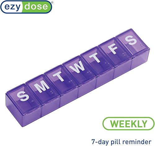 Vista 4 de EZY DOSE Weekly (7-Day) Daily Pill Case, Medicine Planner, Vitamin Organizer, Supplement Container, Convenient and Easy to Use, Large Compartments