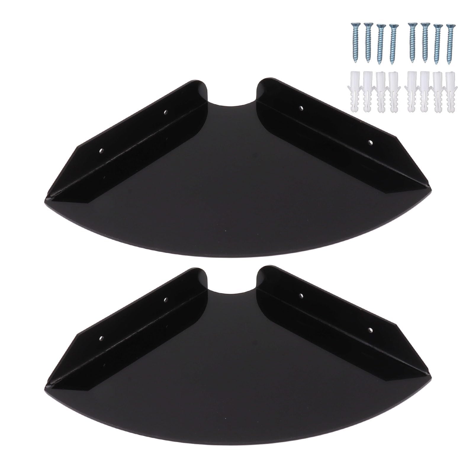 Estante De Esquina Flotante para Montaje En Pared, Organizador De Estantes De Pared De 2 Piezas, Estantes Flotantes De Esquina, Estantes De Esquina Redondos para Colgar para Dormitorios(Negro)