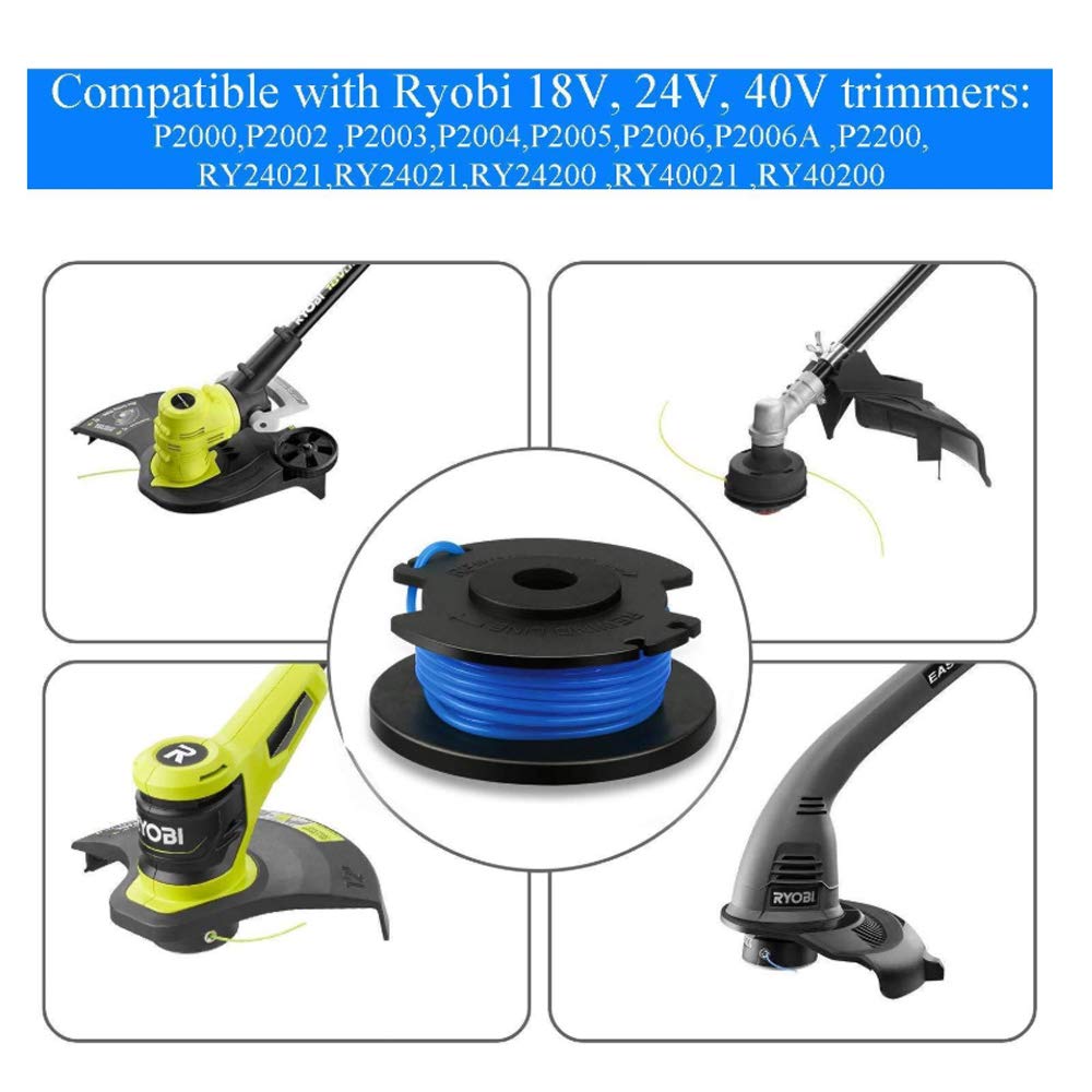 AC14RL3A Ersatzfäden Für Ryobi Trimmer – 12 Spulen à 3,4 M, 1,65 Cm, Mit 3 Kappen, Für 18V/40V Akku-Trimmer