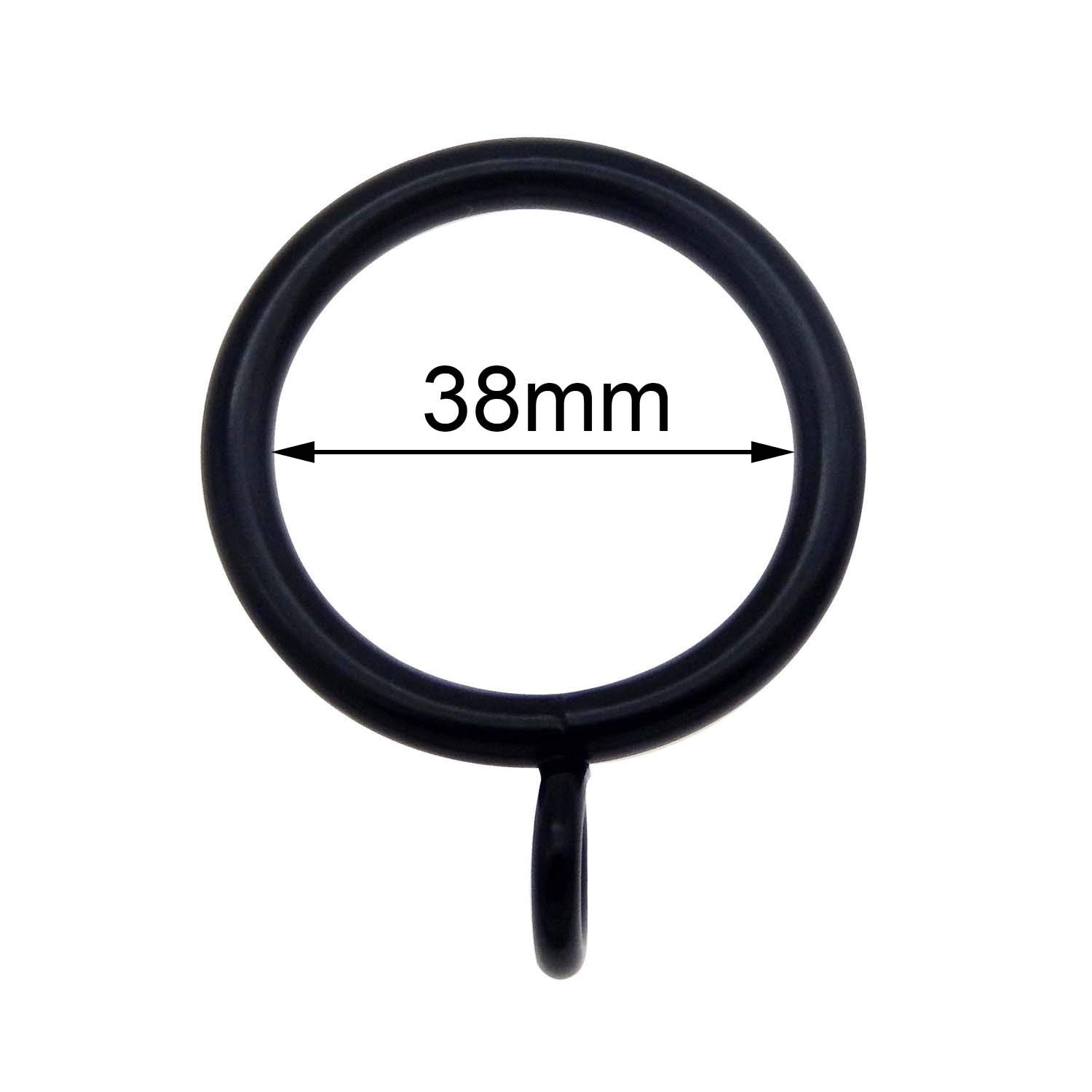10 pcs Black Metal Curtain Rings Electroplated Iron Eyelet Loops Hanging Hoops Curtain Drapery Voile Pole Rod Rings Internal Diameter 38mm