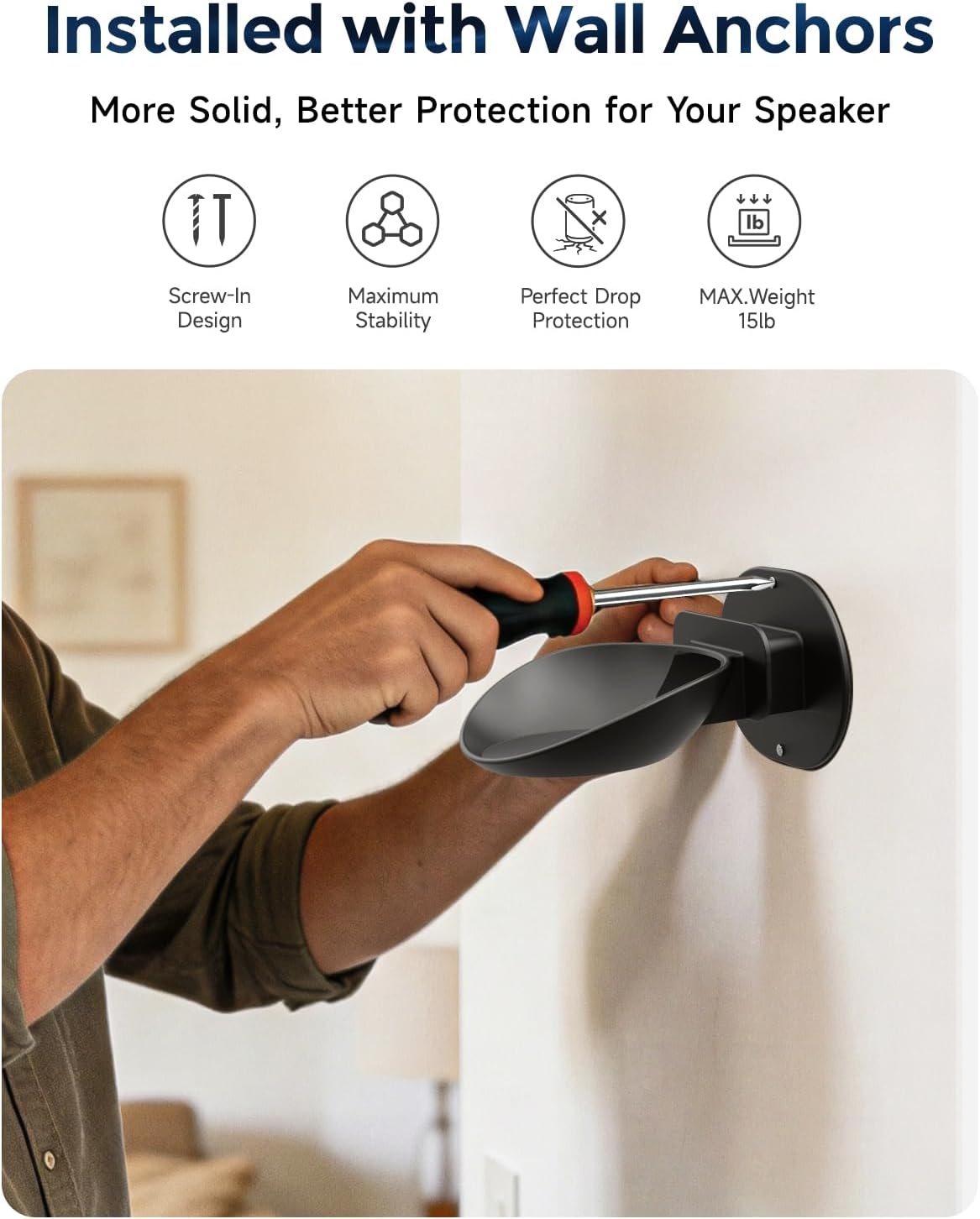 CUHIOY Wall Mount Shelf Compatible with Echo Dot 5th/4th Gen & HomePod Mini - Universal Smart Speaker Holder, Secure Screw Mount, Built-in Cable Management, Black