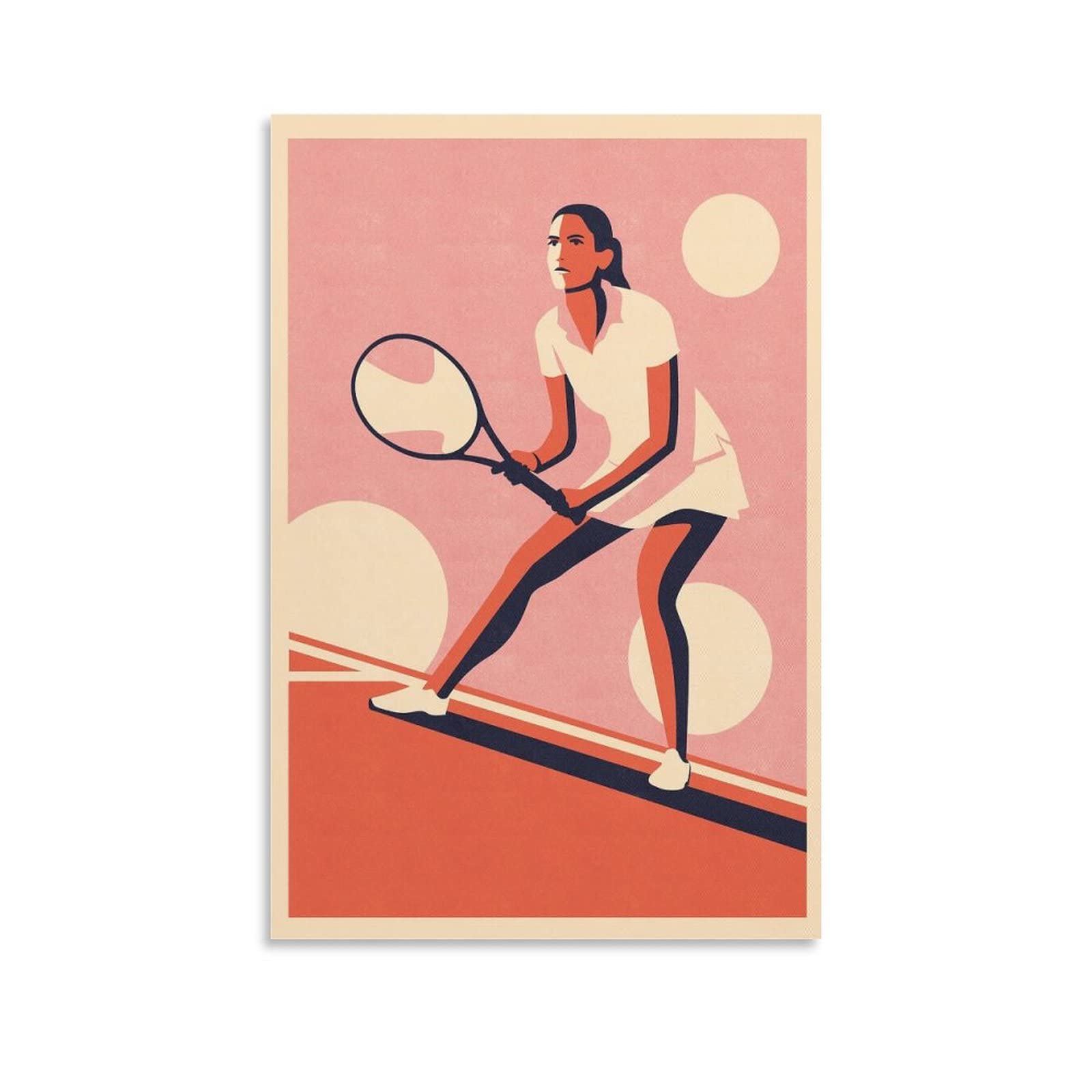 Poster vintage con partita di tennis su tela e stampa artistica da parete moderna per la camera da letto con la famiglia, 50 x 75 cm