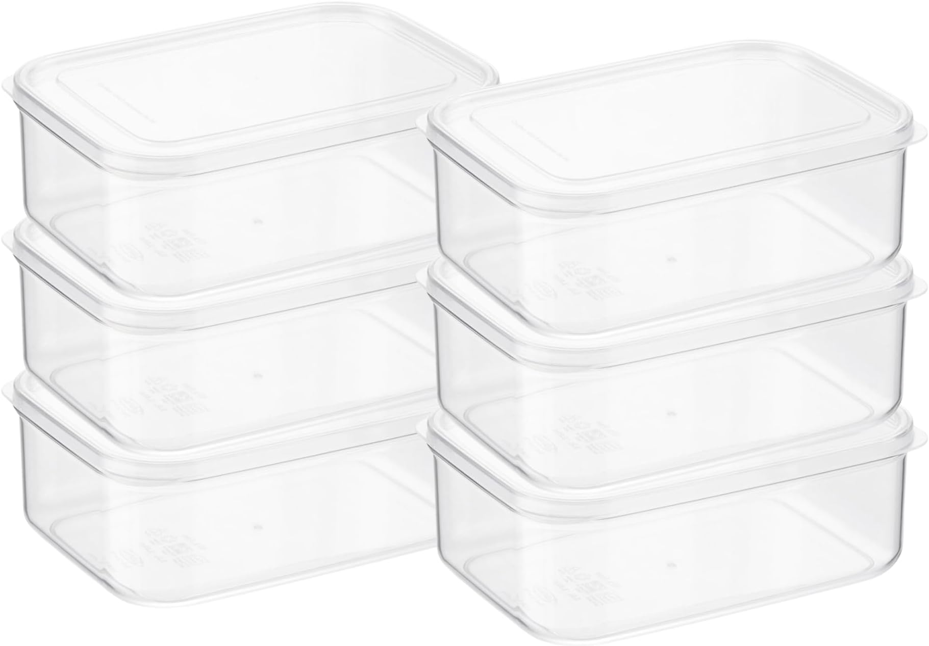 Micro Clear Transparent Food Storage Containers with Lids – Large Capacity BPA-Free, Shatterproof, Dishwasher & Microwave Safe, 2.3 qt Refrigerator Organizer Bins, Made in Japan, Set of 6