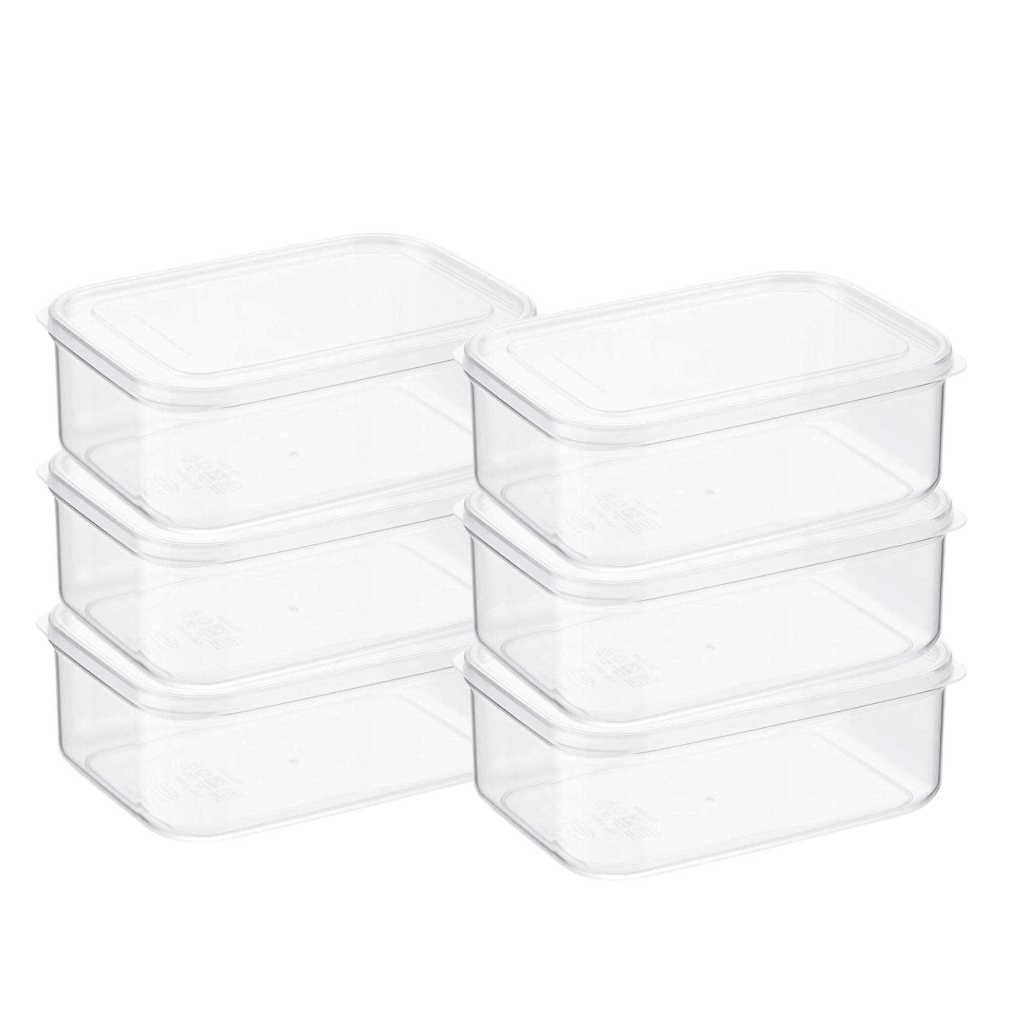 LustrowareMicro Clear Transparent Food Storage Containers with Lids – Large Capacity BPA-Free, Shatterproof, Dishwasher & Microwave Safe, 2.3 qt Refrigerator Organizer Bins, Made in Japan, Set of 6