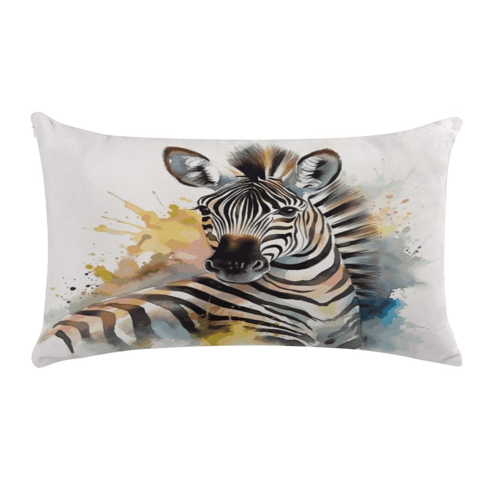 FekiLoot Cute Zebra Watercolor Pillow Covers Short Plush Pillowcase with Zipper Cozy Soft Rectangular Throw Pillow Case Luxury Style Cushion Cases Decorative Lumbar Pillow Shell 12" X 20"