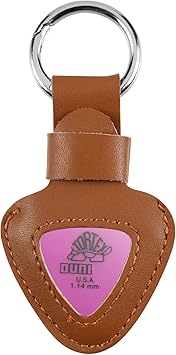 Guitar Pick Holder, Pick Storage Bag Carrying Case with Carabiner, Hold 5 Picks for Gigs and PracticeBrown