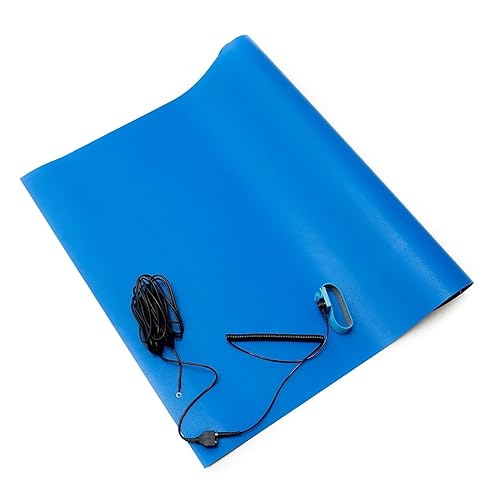 Miniatura 4 de Bertech ESD - Juego de tapete de soldadura con correa para muñeca y cable de conexión a tierra, 16pulgadas de ancho x 24pulgadas de largo x