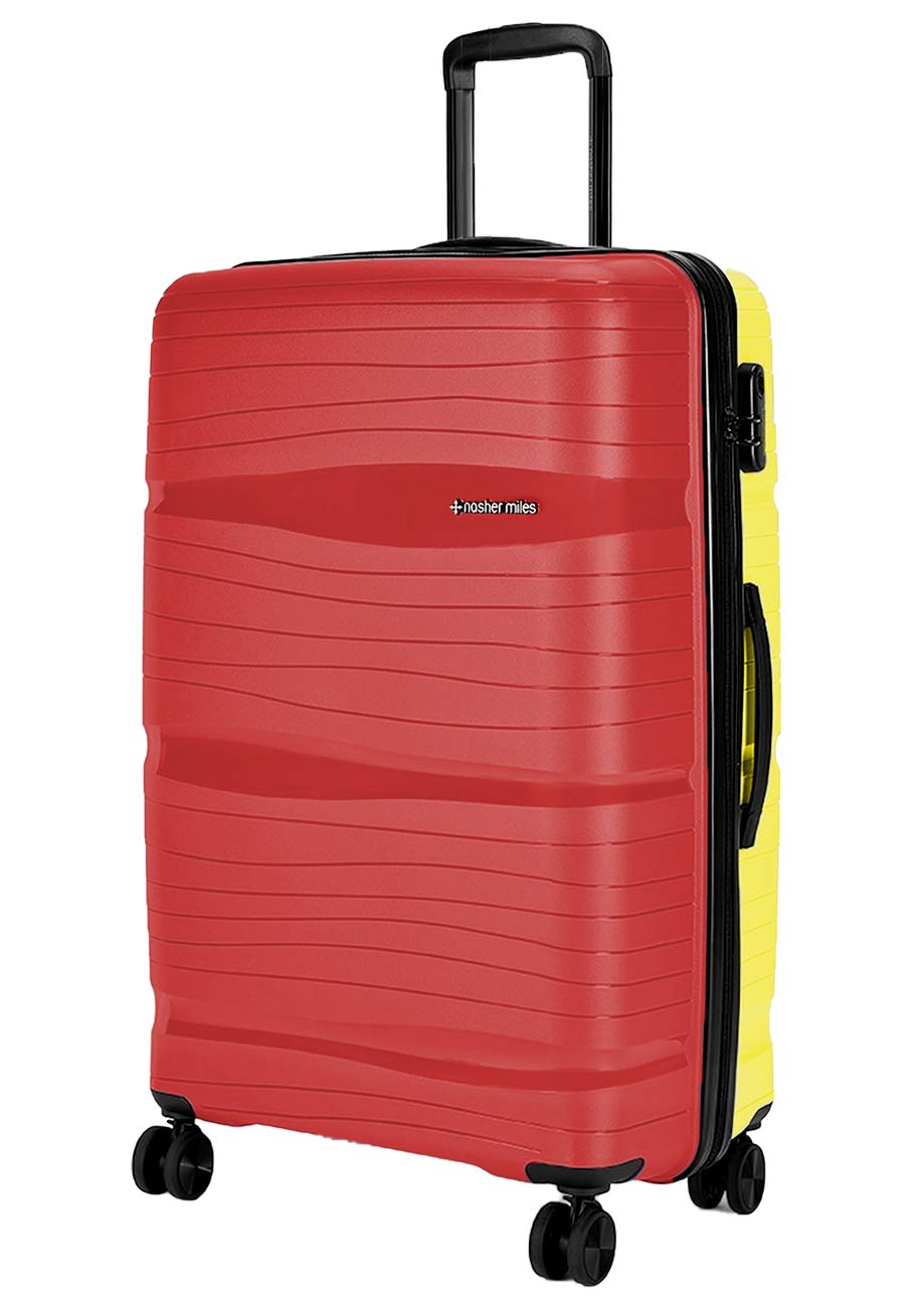 Nicobar Hard-Sided Polypropylene Check-in Luggage Red and Yellow 28 inch |75cm Trolley Bag