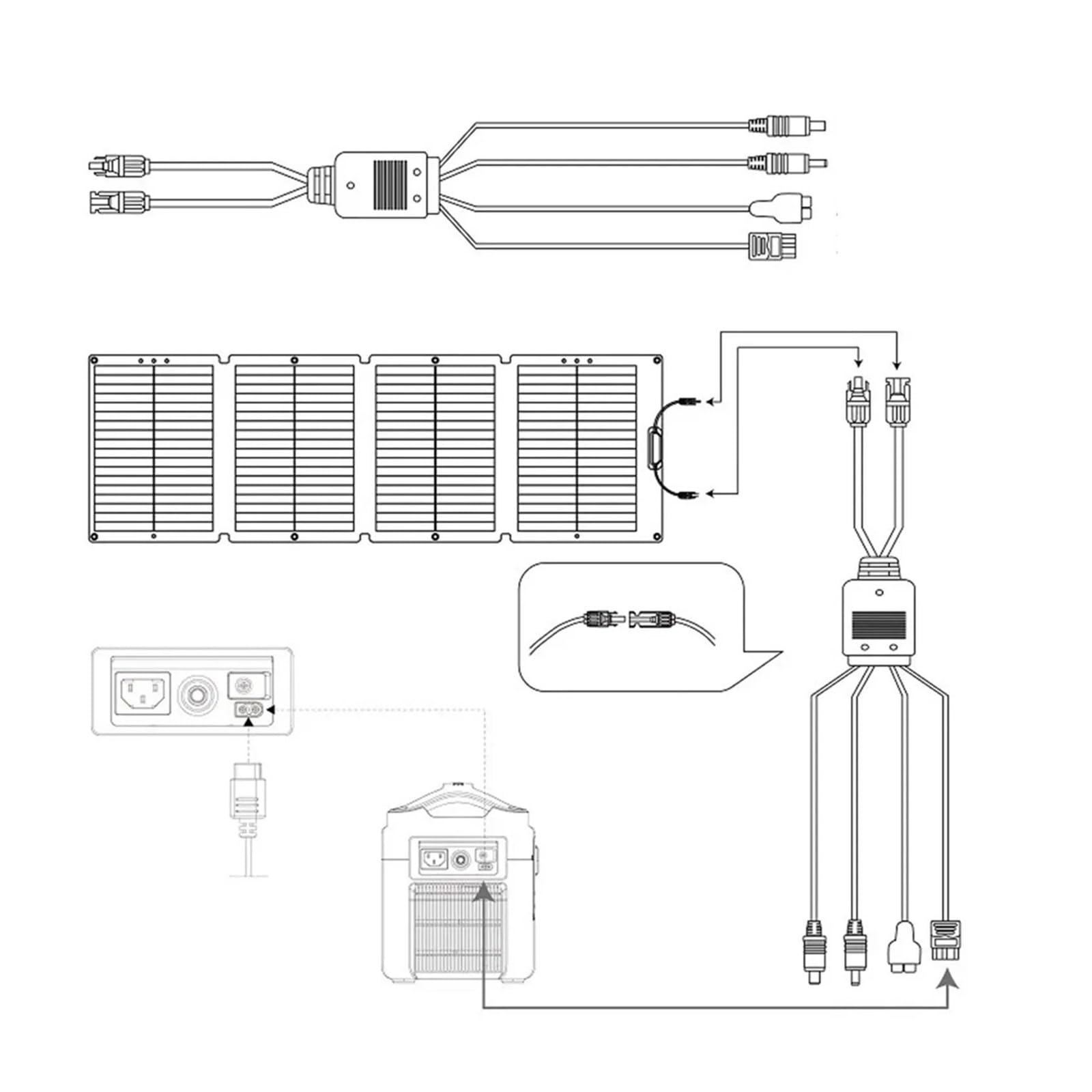 Wtyczka i gniazda z kablami do kabli do paneli słonecznych 300 W, przyłącze do paneli słonecznych, do elektrowni, drutu silikonowego, PCW