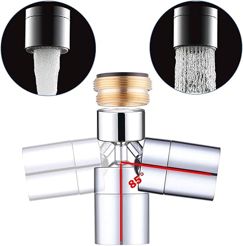 Miniatura 2 de TOTOMO Aireador de grifo de fregadero de cocina (latón macizo), 2 modos de pulverización (ducha y flujo de burbujas) Adaptador de rociador giratorio