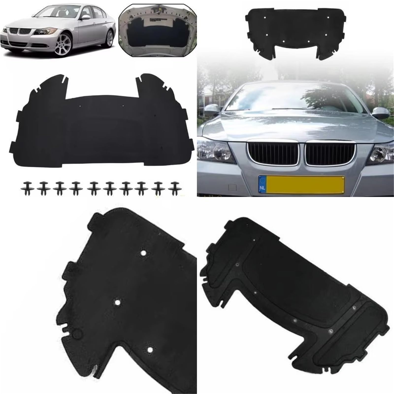 fonoassorbente Compatibile Con BMW Per E90 E91 E92 E93 323i 325i Isolamento Acustico Vano Motore In Cotone Termico OEM: 51887059260