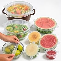 Vista 1 de Reusable Silicone Food Covers – 12-Pack Round & Rectangular Lids BPA-Free, Eco-Friendly, Airtight Seal for Bowls, Containers & Fruits Microwave