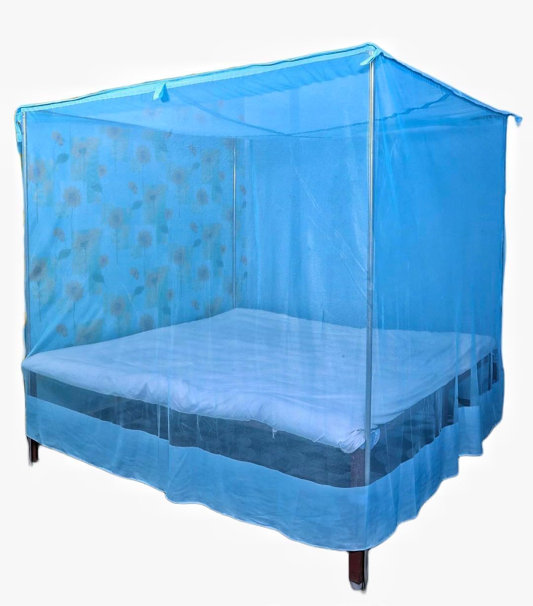 Multicolor Soft Cotton Mosquito net Double Bed King Size | Pure Cotton Mosquito net (Blue, 6x7)-picture-29