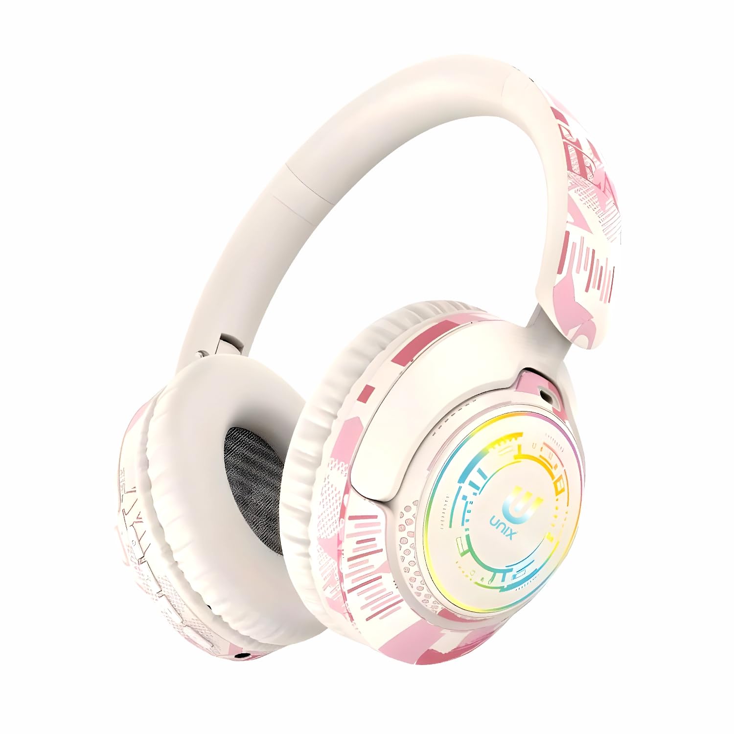Unix Epic UX-333 Over-Ear Bluetooth Headphones with RGB Graffiti, 62H Playback, 40mm Dynamic Drivers, Hi-Res Sound, Multi-Mode (FM/TF/AUX), 450H Standby, Soft Cushioned Earpads-image-23
