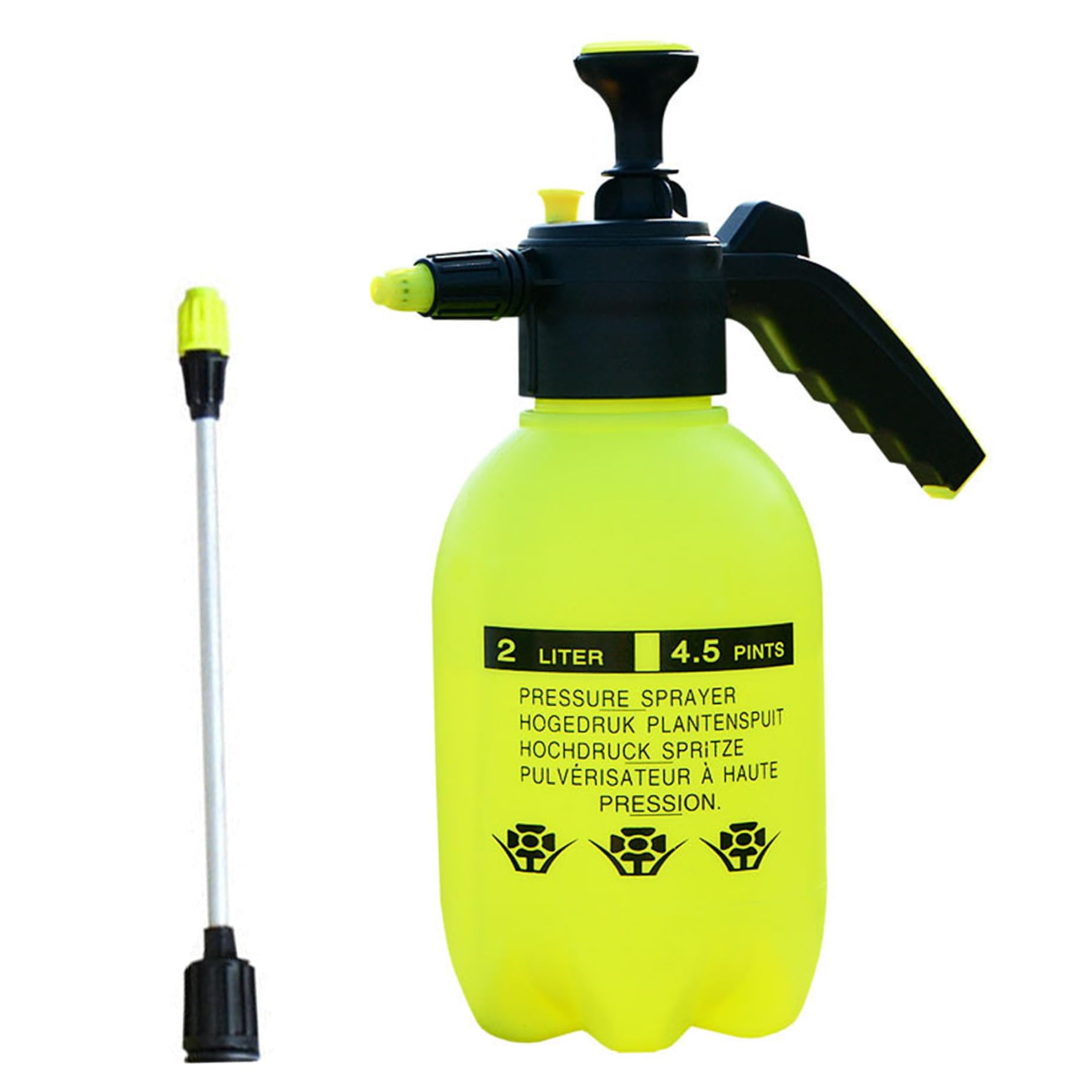 Vidage pulvérisateur de pression du jardin, bouteilles de pulvérisation 2L, flacon pulvérisateur de jardinage, monsieur à la main, pulvérisateur de pression d'action, pulvérisateur pour tueur de mauv