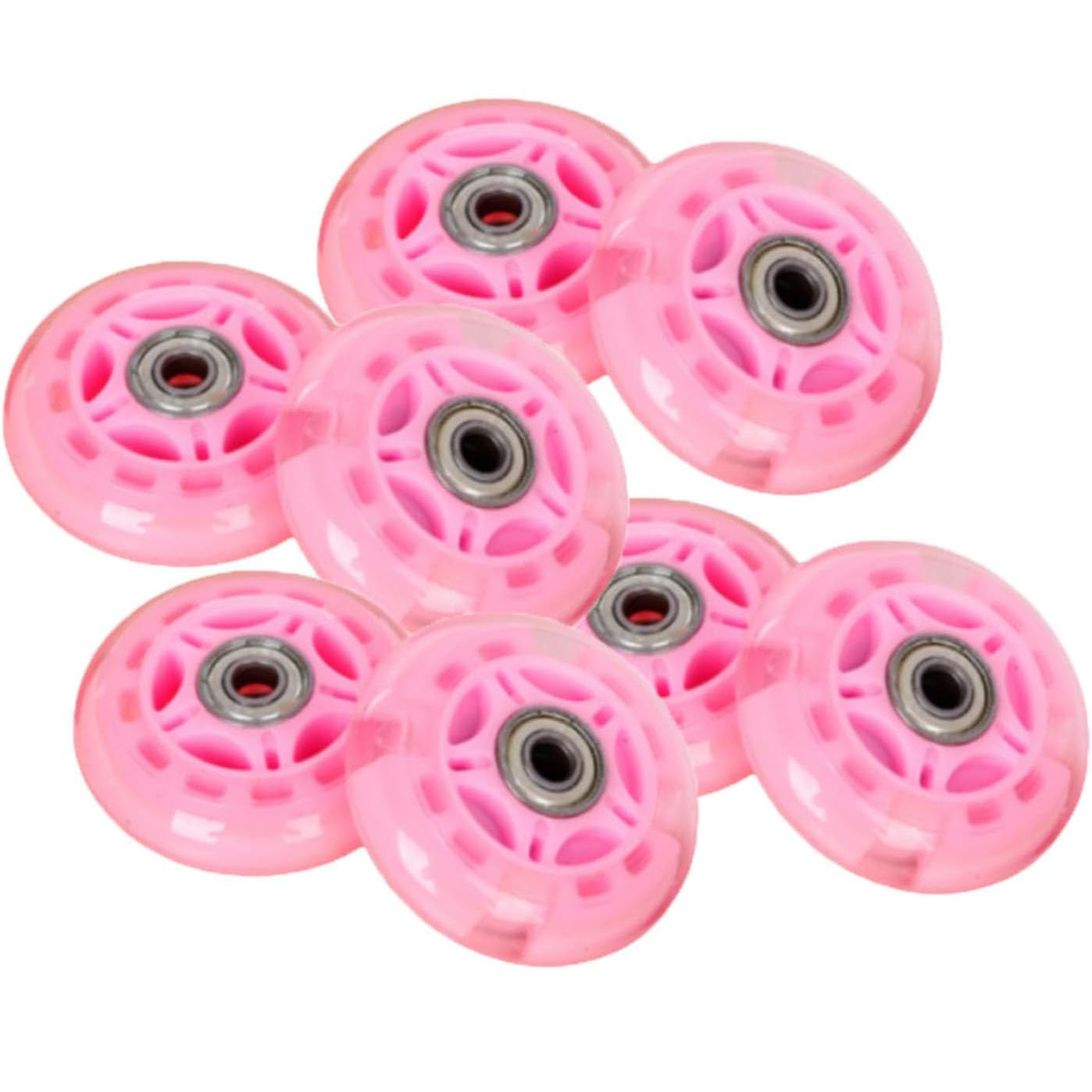Roues de Patins à Roues alignées 85A 64 mm/68 mm/70 mm Roues de Rechange pour Patins à roulettes avec roulement pour intérieur et extérieur, Lot de 8, Rose, 64 mm