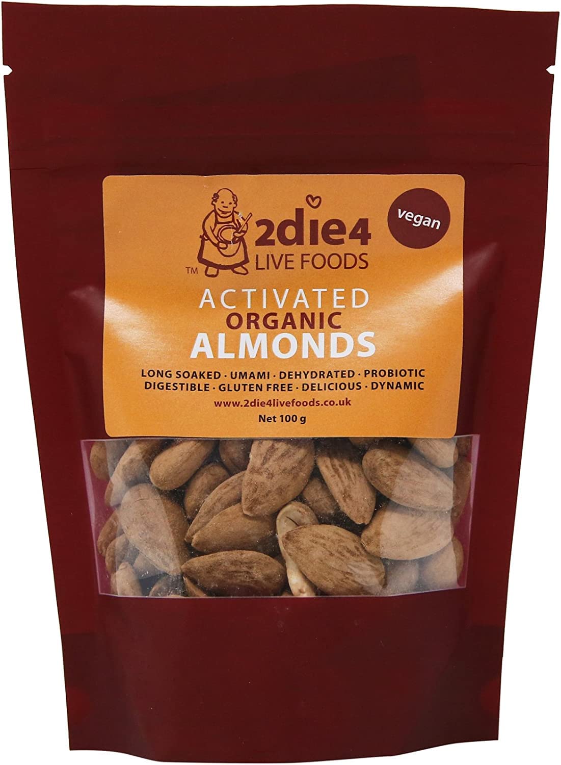 2Die4 Organic Activated Almonds, 100g