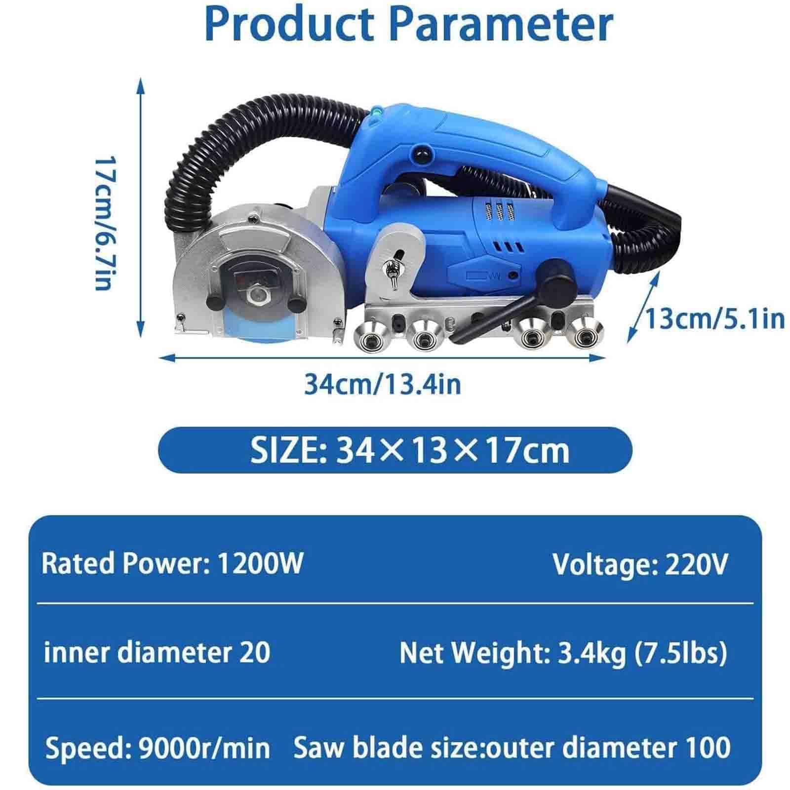 Herramienta Quitar Lechada Azulejos,Limpiador Juntas Potente,1200W 9000RPM Rebote Automático,Abrir Juntas Limpiar Huecos,Hogar Proyectos Bricolaje Renovación 2*sawblade