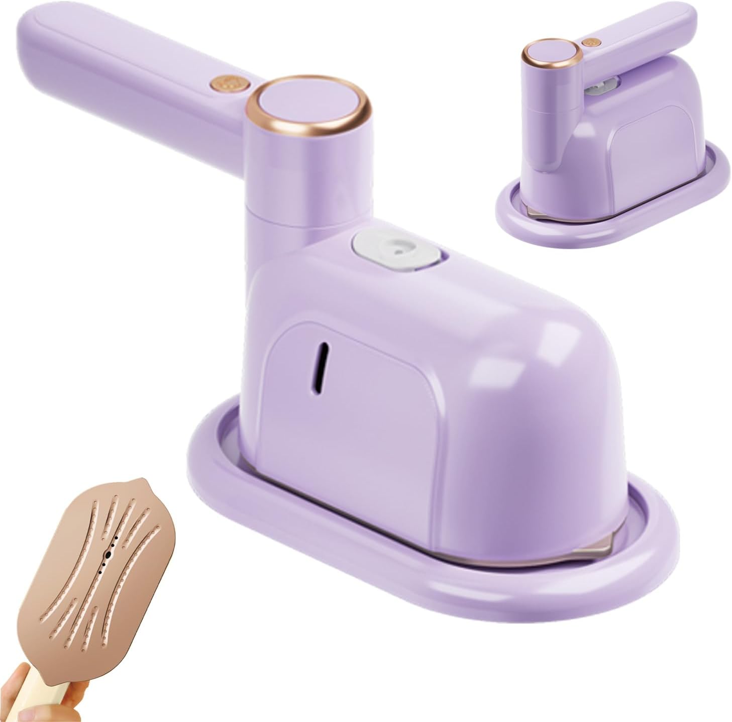 Travel Steamer Iron, 1000W Portable Mini Steam Iron, 100ml Foldable Wet Dry Dual-Purpose Hanging Ironing Machine, Essential Steamer for Home, Travel & University Dormitory (Beige)