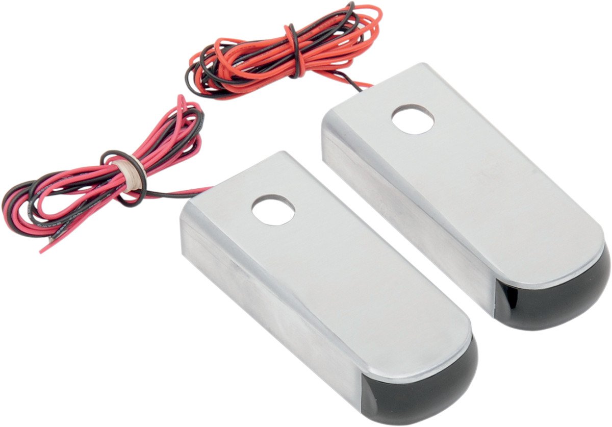 Alloy Art Fender Strut LED Marker Lights - Raw with Red LED - Smoke Lens SSL-2R