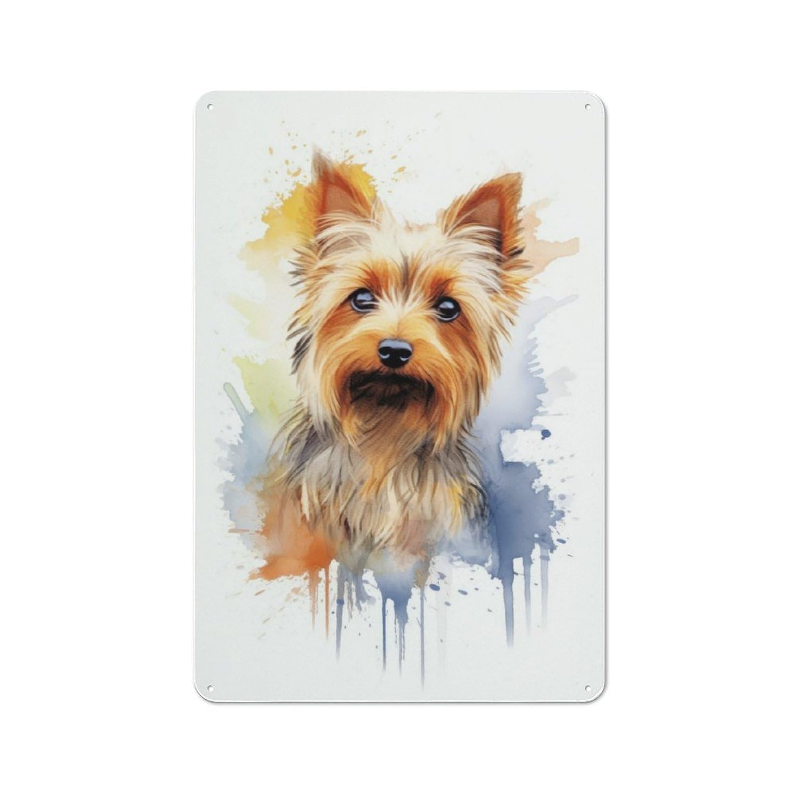 Junmoney Silky Terrier Watercolor Retro Metal Wall Sign 30X20cm With For Home Bar Wall, A Housewarming Gift For Hosts Who Enjoy Retro Interiors