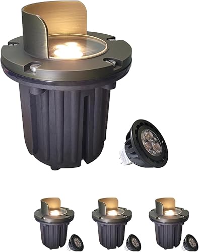 Vista 16 de MALORY Luces de paisaje de bajo voltaje, (4.6 pulgadas de alto), cubierta superior de latón de 12 V para exteriores, luces LED para paisaje, camino