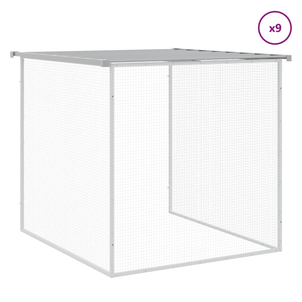 Klatka dla kurcząt z ocynkowanej stali, jasnoszara z dachem 103 x 98 x 90 cm, łącznie z 9 klatkami rozszerzającymi, odporna na warunki atmosferyczne wybieg dla kur, małych zwierząt, gryzoni z
