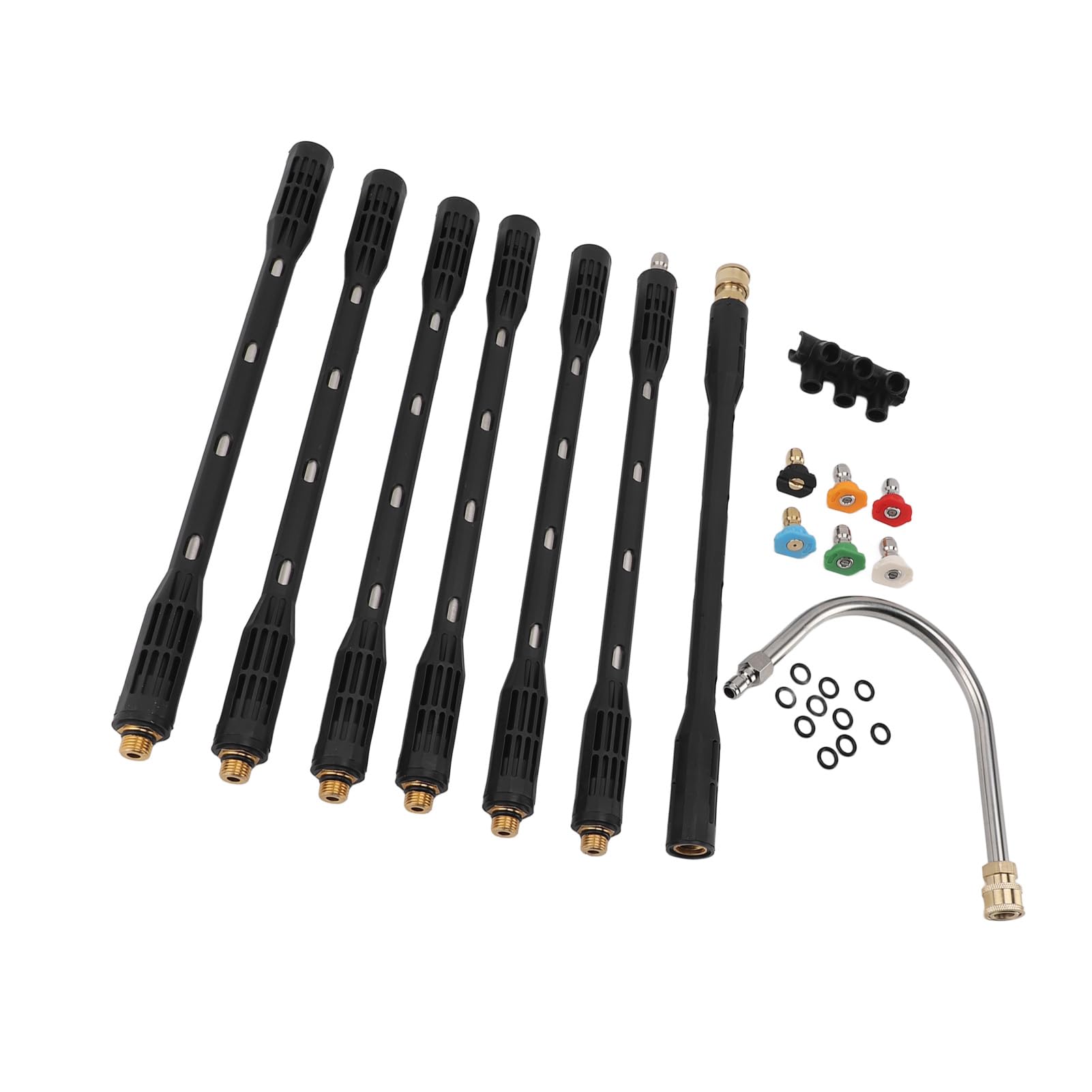 YedaHcy Pressure Washer Extension Wand Set, 1/4 Inch Connector, Stainless Steel with Black ABS, for Roof and Outer Wall, Adjustable Length, Sturdy and Easy to Use